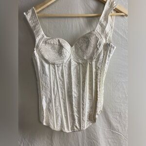 White brocade bustier corset